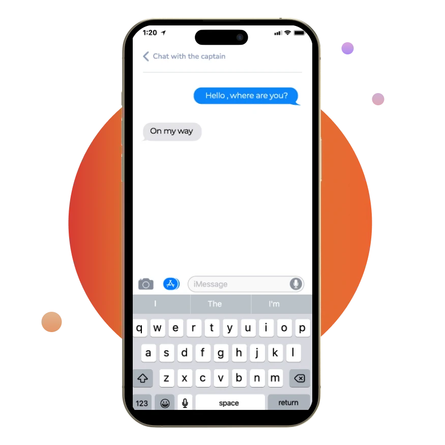 Dog Drive app in-app communication screen for chatting with the driver during rides